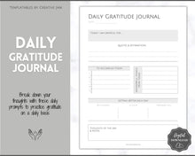 Load image into Gallery viewer, Printable Gratitude Journal BUNDLE! Mindfulness Log, Gratitude Template, Self Care Planner, Daily Journal for Women, Gratitude Jar, Wellness | Monochrome
