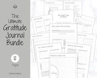 Printable Gratitude Journal BUNDLE! Mindfulness Log, Gratitude Template, Self Care Planner, Daily Journal for Women, Gratitude Jar, Wellness | Monochrome