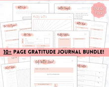 Load image into Gallery viewer, Printable Gratitude Journal BUNDLE! Mindfulness Log, Gratitude Template, Self Care Planner, Daily Journal for Women, Gratitude Jar, Wellness | Pink Watercolor
