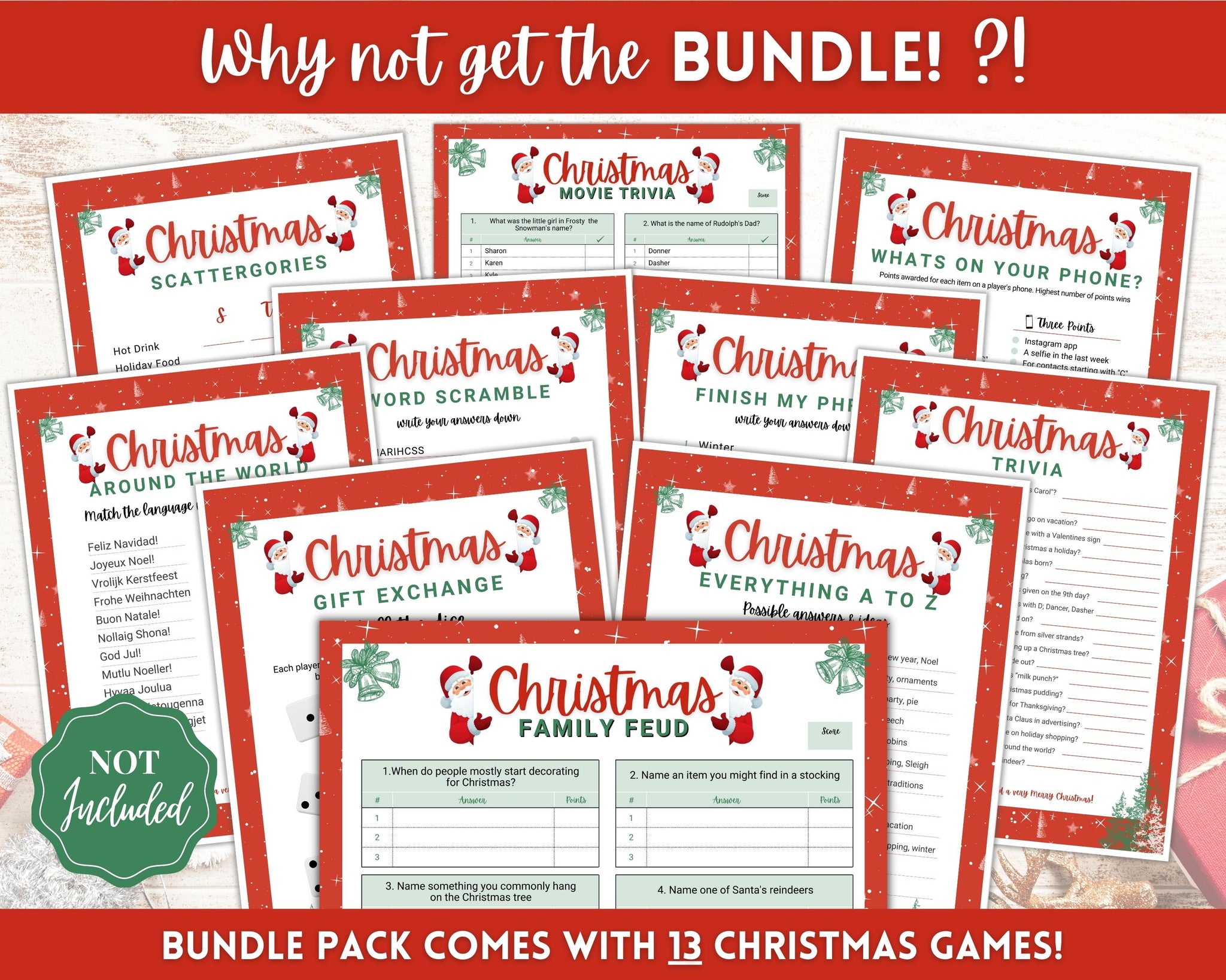 Secret Santa Questionnaire Printable | Xmas Holiday Gift Exchange List