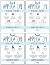 Load image into Gallery viewer, Printable Vinyl Decal Care Card Instructions. Decal Application Order Card, DIY Sticker Seller Packaging Label, Vinyl Decal Care Cards | Blue
