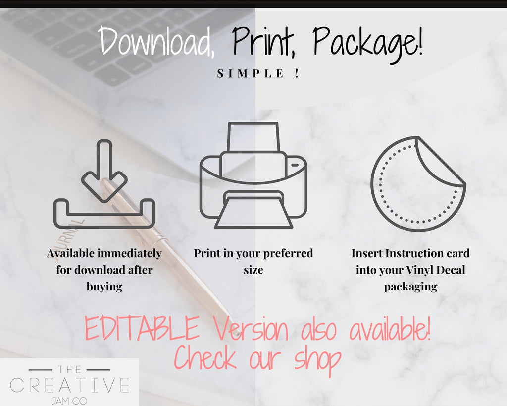 Vinyl Decal Care Card Printable Instructions | Multicolor Bundle