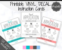 Load image into Gallery viewer, Printable Vinyl Decal Care Card Instructions. Decal Application Order Card, DIY Sticker Seller Packaging Label, Vinyl Decal Care Cards | Multicolor Bundle
