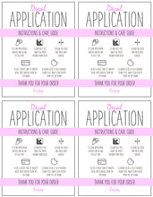 Load image into Gallery viewer, Printable Vinyl Decal Care Card Instructions. Decal Application Order Card, DIY Sticker Seller Packaging Label, Vinyl Decal Care Cards | Purple
