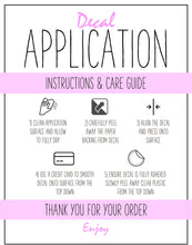 Load image into Gallery viewer, Printable Vinyl Decal Care Card Instructions. Decal Application Order Card, DIY Sticker Seller Packaging Label, Vinyl Decal Care Cards | Purple

