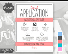 Load image into Gallery viewer, Printable Vinyl Decal Care Card Instructions. Decal Application Order Card, DIY Sticker Seller Packaging Label, Vinyl Decal Care Cards | Red
