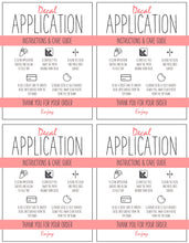 Load image into Gallery viewer, Printable Vinyl Decal Care Card Instructions. Decal Application Order Card, DIY Sticker Seller Packaging Label, Vinyl Decal Care Cards | Red
