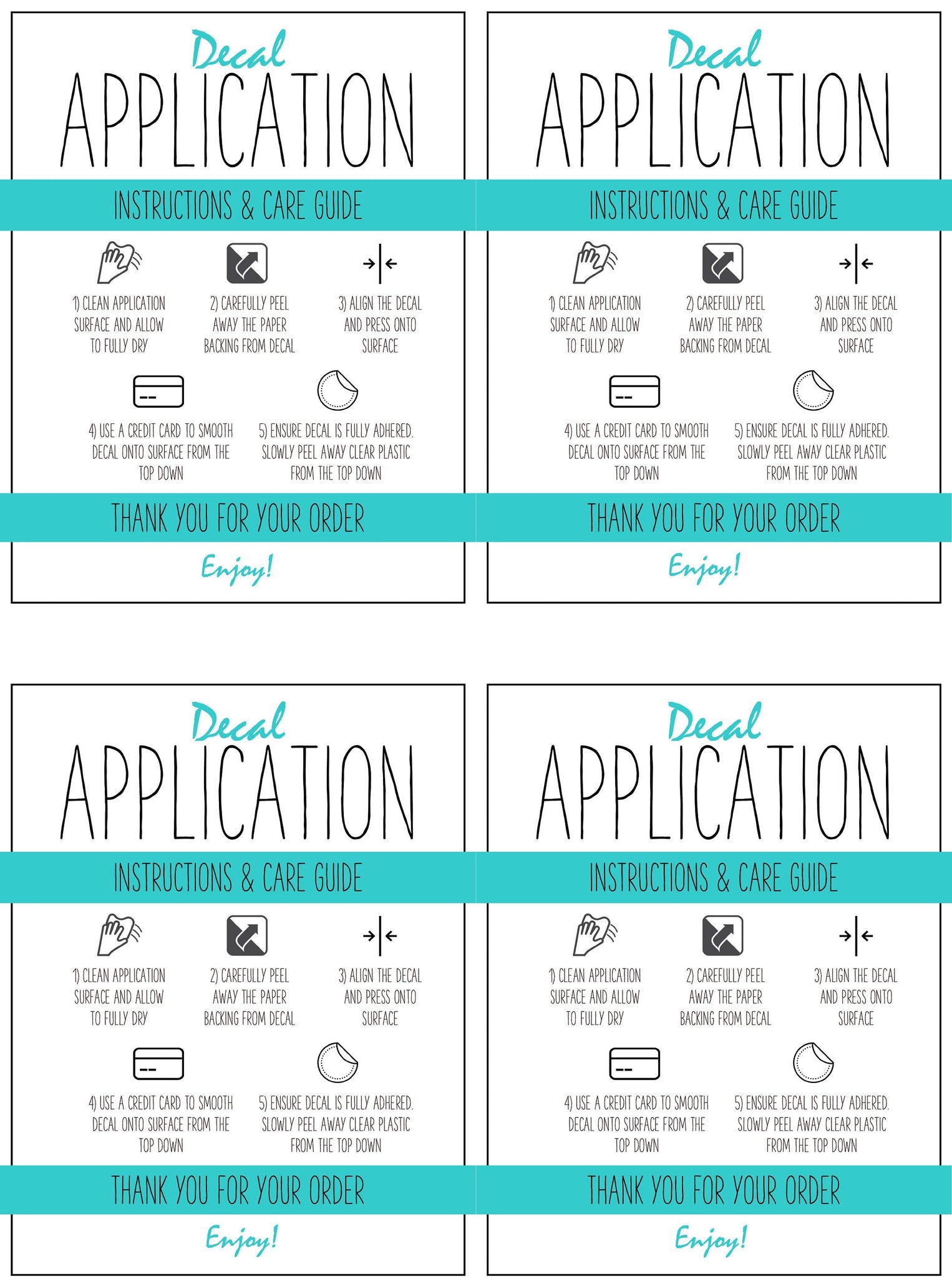 vinyl-decal-care-card-printable-instructions-teal for Free Printable Vinyl Decal Application Instructions Printable Vinyl Decal Care Card Printable Instructions | Teal for Free Printable Vinyl Decal Application Instructions Printable