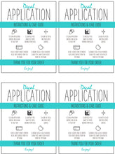Load image into Gallery viewer, Printable Vinyl Decal Care Card Instructions. Decal Application Order Card, DIY Sticker Seller Packaging Label, Vinyl Decal Care Cards | Teal
