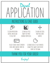 Load image into Gallery viewer, Printable Vinyl Decal Care Card Instructions. Decal Application Order Card, DIY Sticker Seller Packaging Label, Vinyl Decal Care Cards | Teal
