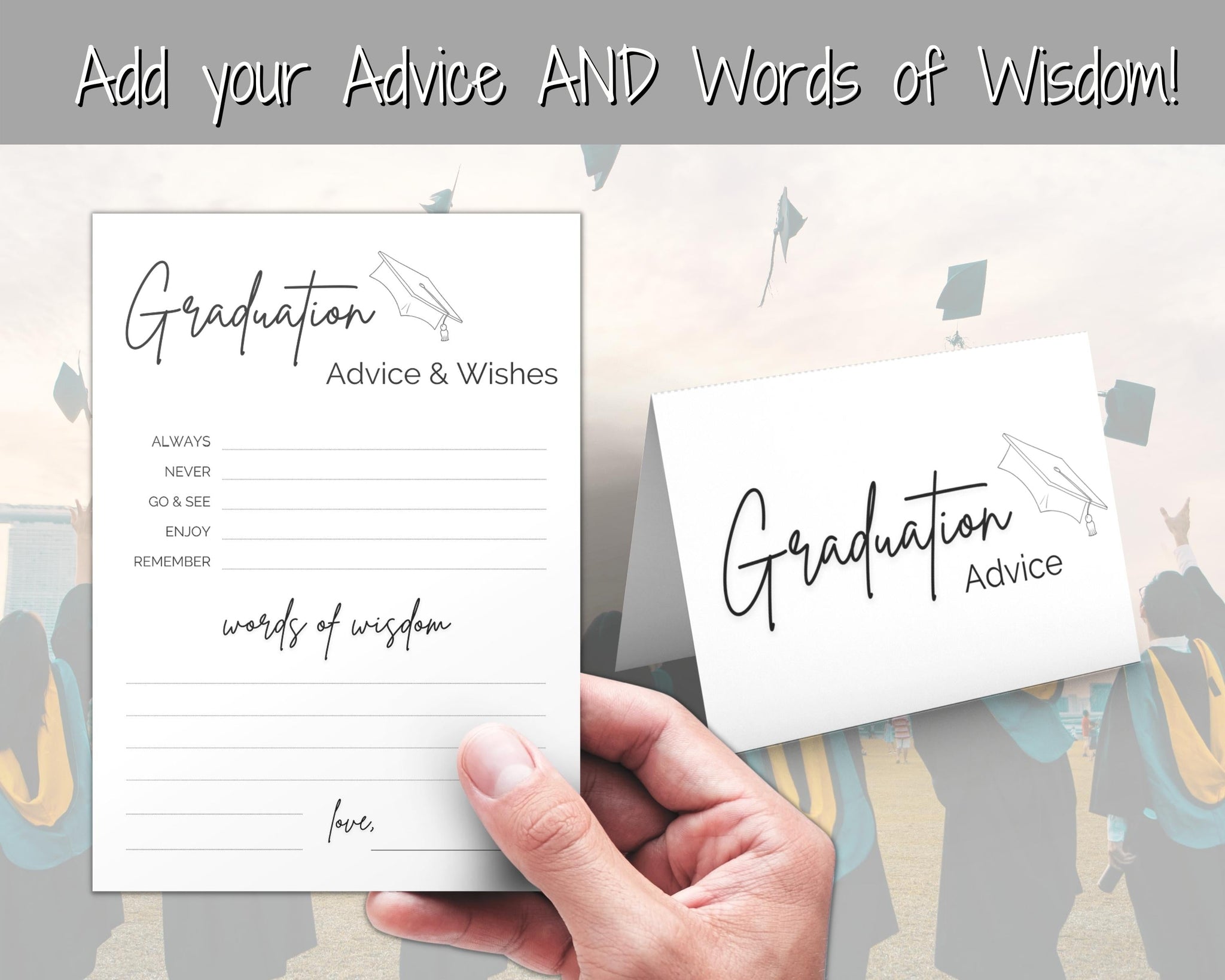 Printable Graduation Words of Wisdom \u0026 Advice Card, image size:2048x1638