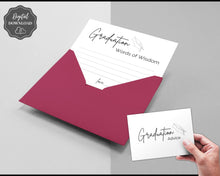 Load image into Gallery viewer, Printable Words of Wisdom Card, Graduation Advice &amp; Wishes Party Poster Template, Graduate, College, High School Grad, Class of 2022, Advice Poster, Advice Card
