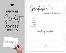 Load image into Gallery viewer, Printable Words of Wisdom Card, Graduation Advice &amp; Wishes Party Poster Template, Graduate, College, High School Grad, Class of 2022, Advice Poster, Advice Card
