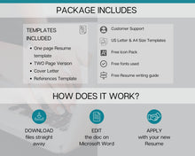 Load image into Gallery viewer, Professional Resume Template Word. CV Template Professional, CV Design, Executive Resume Template, Clean Curriculum Vitae, Minimalist, Free | Style 14
