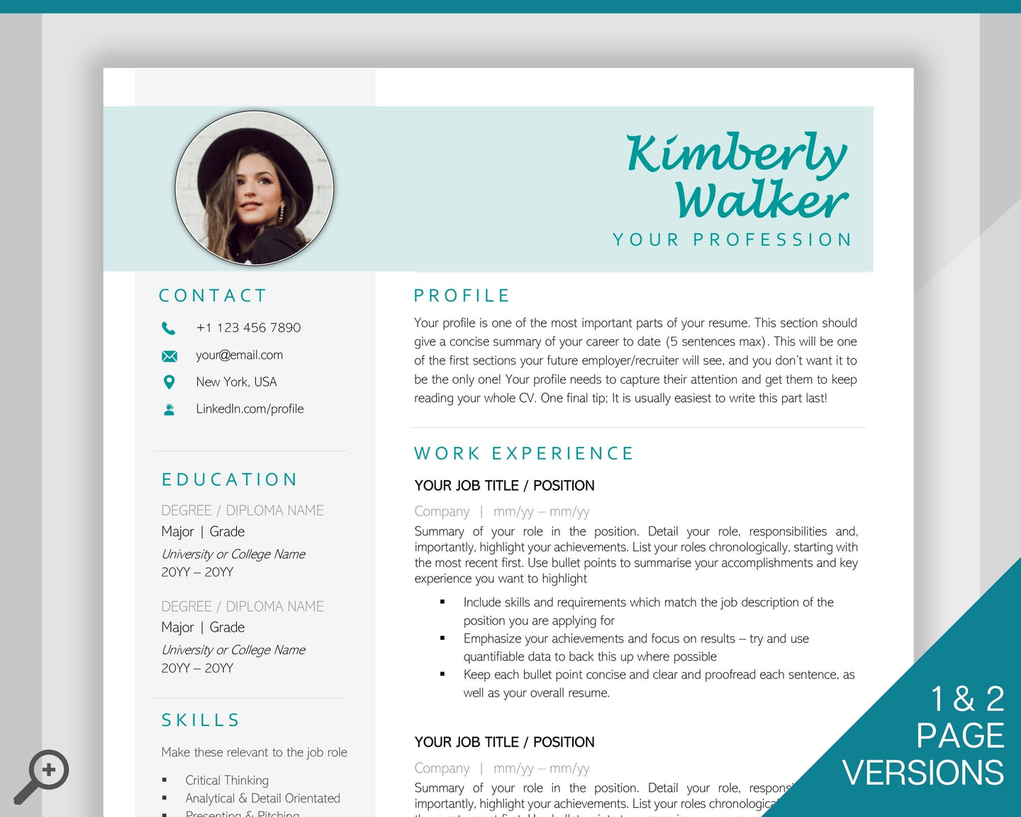 Professional Resume Template Word. CV Template Professional, CV Design, Executive Resume Template, Clean Curriculum Vitae, Minimalist, Free | Style 14