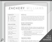 Load image into Gallery viewer, Professional Resume Template Word. CV Template Professional, CV Design, Executive Resume Template, Clean Curriculum Vitae, Minimalist, Free | Style 16
