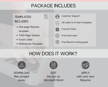 Load image into Gallery viewer, Professional Resume Template Word. CV Template Professional, CV Design, Executive Resume Template, Clean Curriculum Vitae, Minimalist, Free | Style 23
