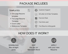 Load image into Gallery viewer, Professional Resume Template Word. CV Template Professional, CV Design, Executive Resume Template, Clean Curriculum Vitae, Minimalist, Free | Style 24

