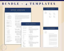 Load image into Gallery viewer, Professional Resume Template Word. CV Template Professional, Modern Executive Resume Template, Clean, Minimalist Resume, Free Docs Bundle | Style 1
