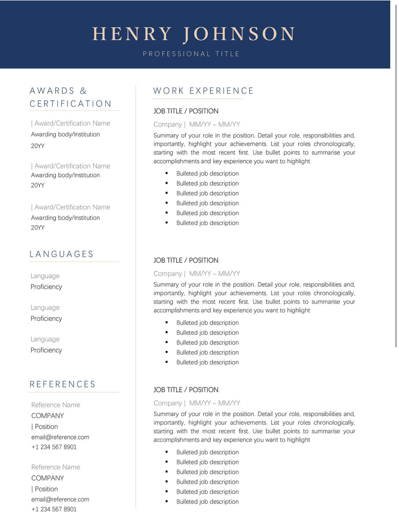 Professional Resume CV Template | Microsoft Word | Style 1