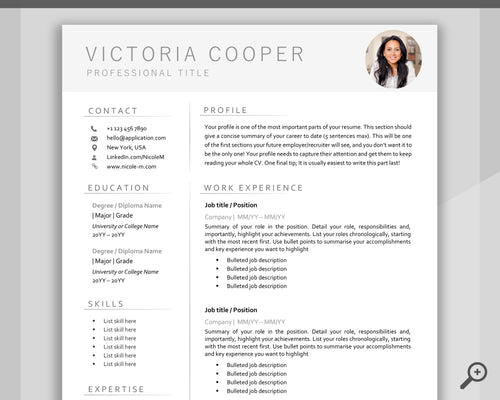 Professional Resume Template Word. CV Template Professional, Modern Executive Resume Template, Clean, Minimalist Resume, Free Docs Bundle | Style 11