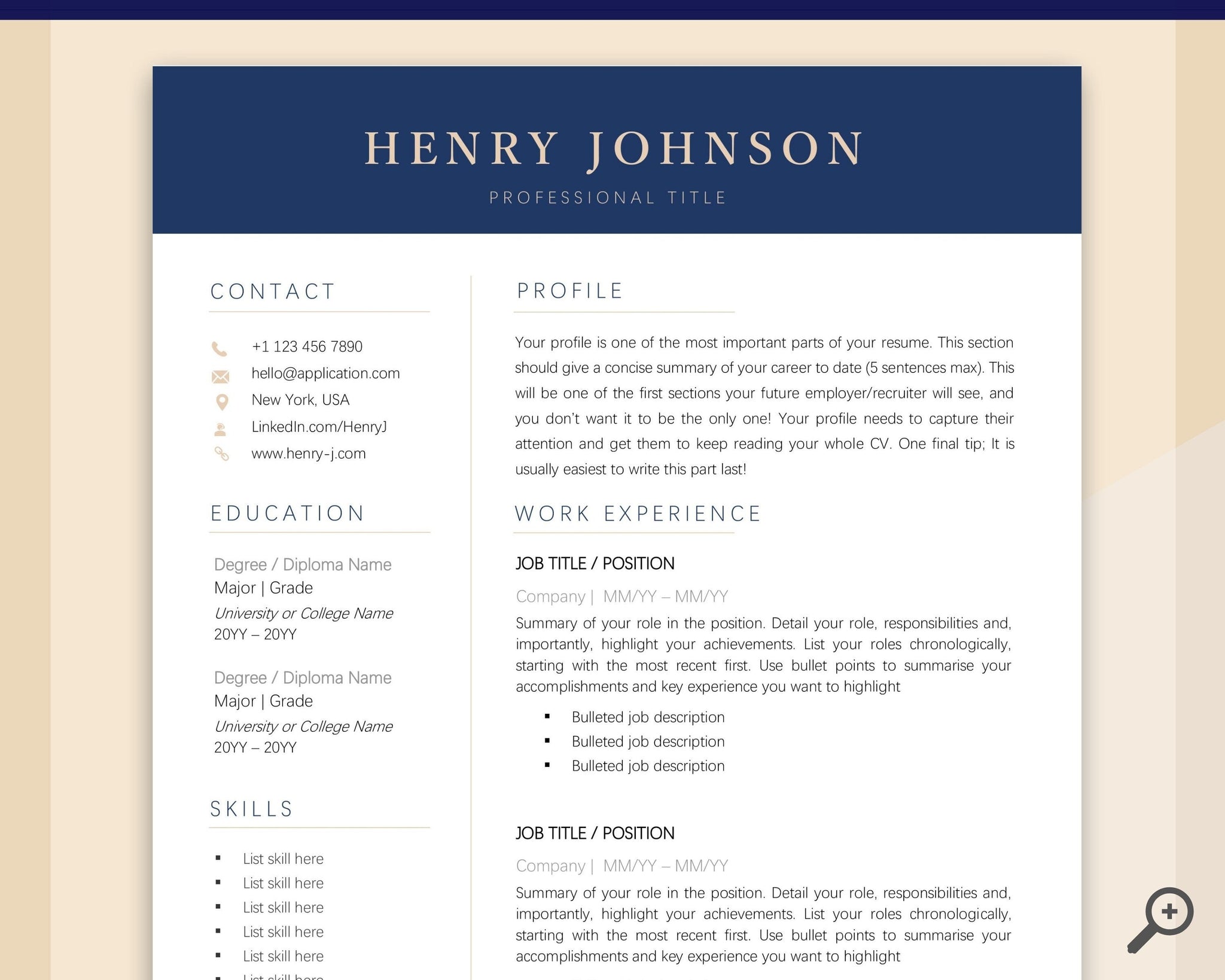 contemporary cv template word