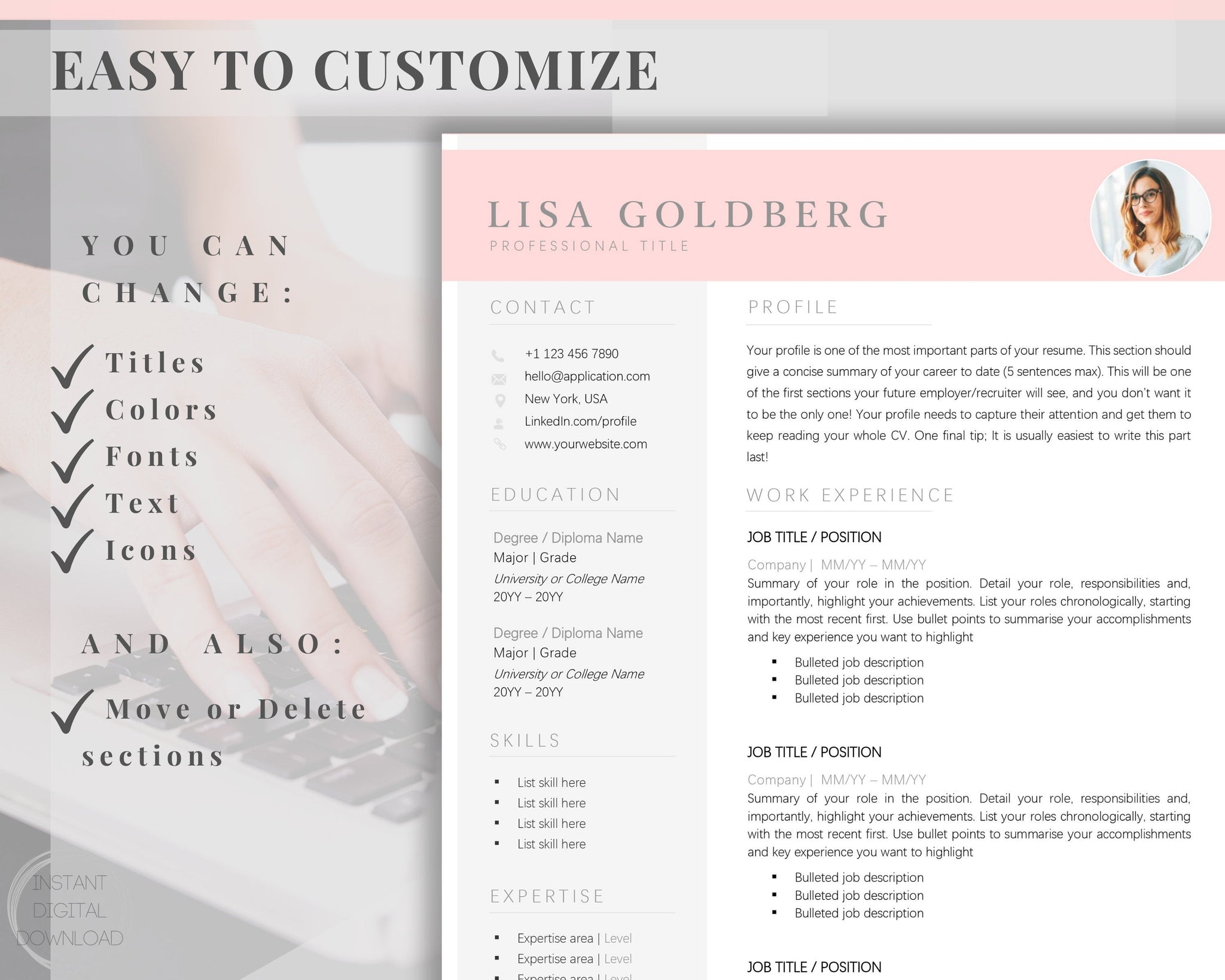 Professional Resume CV Template | Microsoft Word | Style 2