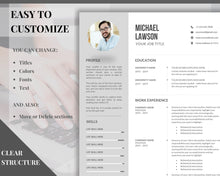 Load image into Gallery viewer, Professional Resume Template Word. CV Template Professional, Modern Executive Resume Template, Clean, Minimalist Resume, Free Docs Bundle | Style 4
