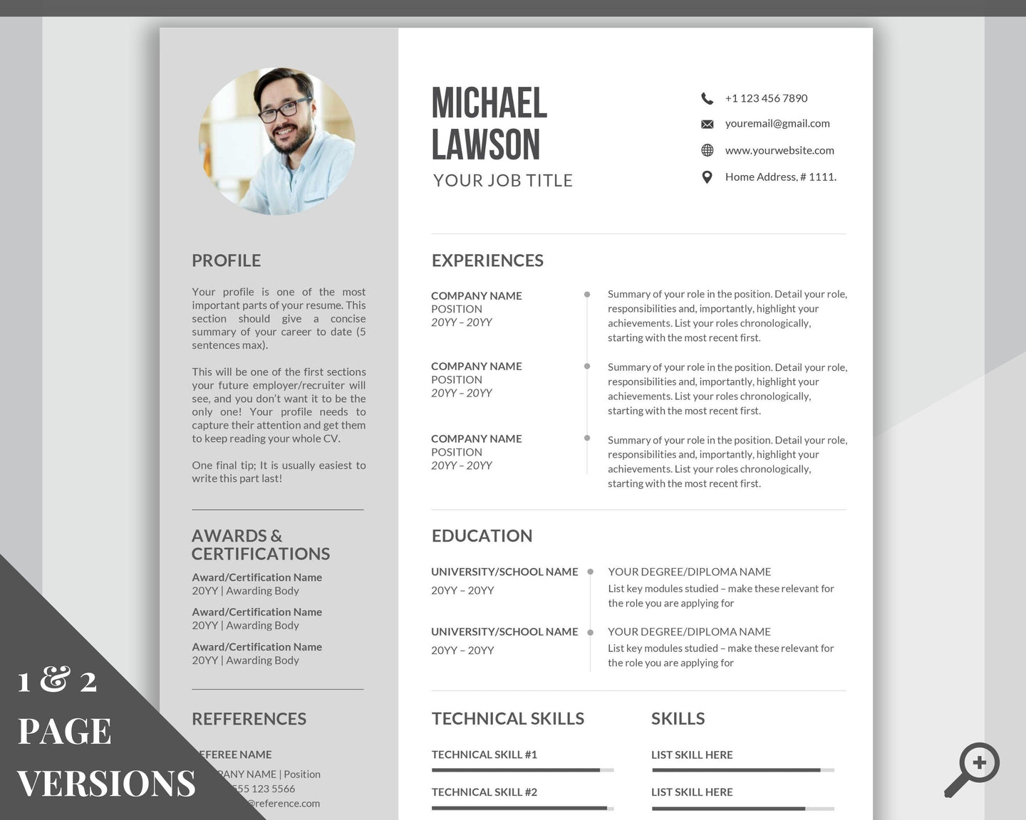 Professional Resume Template Word. CV Template Professional, Modern Executive Resume Template, Clean, Minimalist Resume, Free Docs Bundle | Style 4