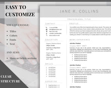 Load image into Gallery viewer, Professional Resume Template Word. CV Template Professional, Modern Executive Resume Template, Clean, Minimalist Resume, Free Docs Bundle | Style 5
