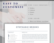 Load image into Gallery viewer, Professional Resume Template Word. CV Template Professional, Modern Executive Resume Template, Clean, Minimalist Resume, Free Docs Bundle | Style 6
