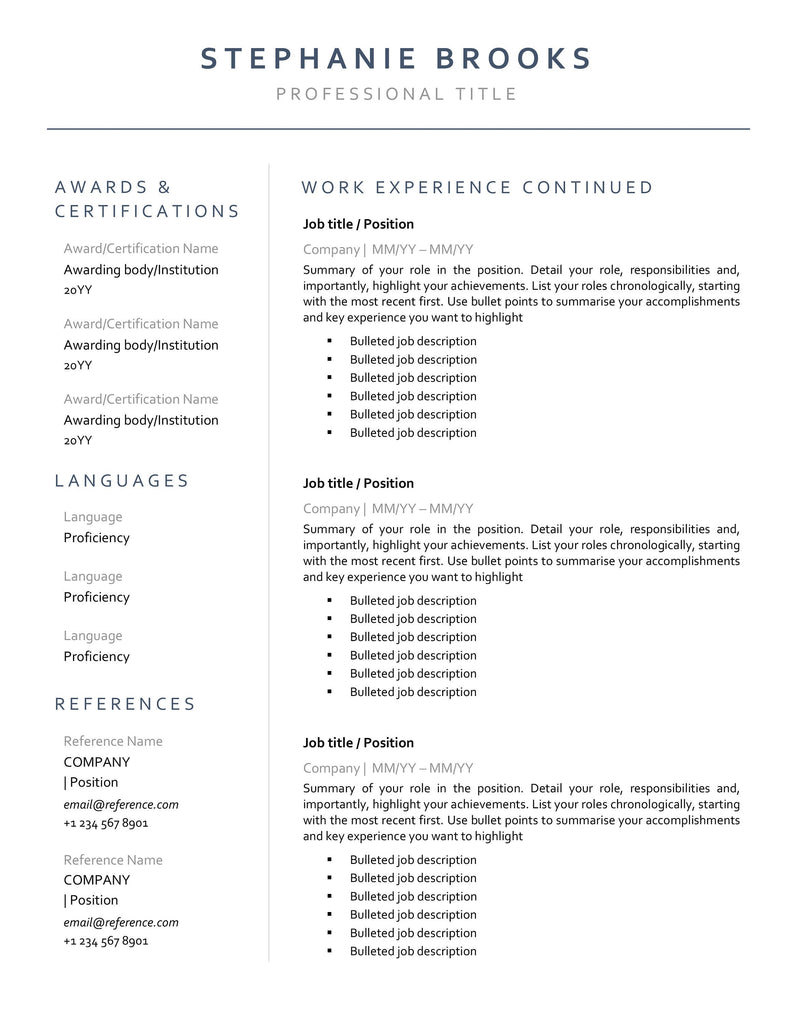 Professional Resume CV Template | Microsoft Word | Style 6