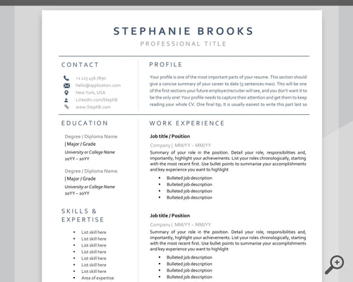 Professional Resume Template Word. CV Template Professional, Modern Executive Resume Template, Clean, Minimalist Resume, Free Docs Bundle | Style 6