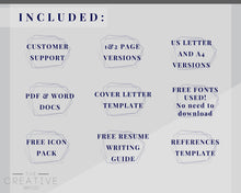 Load image into Gallery viewer, Professional Resume Template Word. CV Template Professional, Modern Executive Resume Template, Clean, Minimalist Resume, Free Docs Bundle | Style 7
