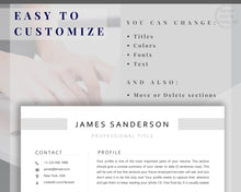 Load image into Gallery viewer, Professional Resume Template Word. CV Template Professional, Modern Executive Resume Template, Clean, Minimalist Resume, Free Docs Bundle | Style 7
