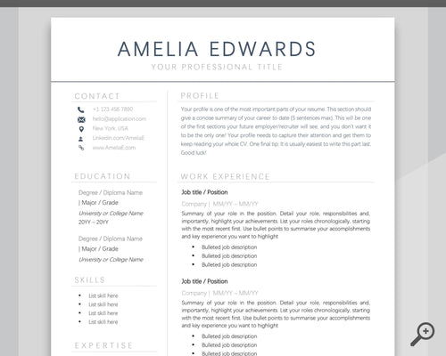 Professional Resume Template Word. CV Template Professional, Modern Executive Resume Template, Clean, Minimalist Resume, Free Docs Bundle | Style 9