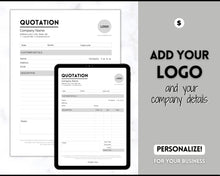 Load image into Gallery viewer, Quotation Template, EDITABLE Quote Form, Small Business, Invoice Order, Job Estimate Form, Word, Canva, Google Docs, Proposal

