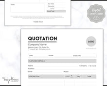Load image into Gallery viewer, Quotation Template, EDITABLE Quote Form, Small Business, Invoice Order, Job Estimate Form, Word, Canva, Google Docs, Proposal
