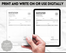 Load image into Gallery viewer, Quotation Template, EDITABLE Quote Form, Small Business, Invoice Order, Job Estimate Form, Word, Canva, Google Docs, Proposal
