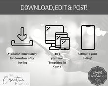 Load image into Gallery viewer, REAL ESTATE Marketing Bundle! Open House Flyer, Instagram, Facebook Templates, Realtor Agent Branding, Just Listed Sign, New Listing Kit
