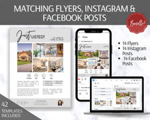 Load image into Gallery viewer, REAL ESTATE Marketing Kit! Flyer, Instagram &amp; Facebook Templates! &quot;Just Listed&quot; and Open House Pack. Realtor Branding, Sign, New Listing Kit
