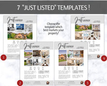 Load image into Gallery viewer, REAL ESTATE Marketing Kit! Flyer, Instagram &amp; Facebook Templates! &quot;Just Listed&quot; and Open House Pack. Realtor Branding, Sign, New Listing Kit
