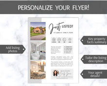 Load image into Gallery viewer, REAL ESTATE Marketing Kit! Flyer, Instagram &amp; Facebook Templates! &quot;Just Listed&quot; and Open House Pack. Realtor Branding, Sign, New Listing Kit
