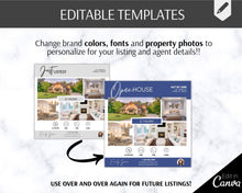 Load image into Gallery viewer, REAL ESTATE Marketing Kit! Flyer, Instagram &amp; Facebook Templates! &quot;Just Listed&quot; and Open House Pack. Realtor Branding, Sign, New Listing Kit
