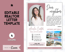 Load image into Gallery viewer, Real Estate Agent Letter, Realtor Introduction Template, New Agent Intro Letter, Real Estate Marketing, Dear Neighbor, Postcard Flyer, Canva
