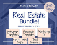 Load image into Gallery viewer, Real Estate BUNDLE! 130 Realtor Instagram Templates, 65 Facebook Posts, 6 Email Signature Templates, Open House Real Estate Signs, Canva
