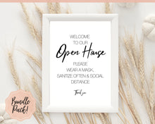 Load image into Gallery viewer, Real Estate Open House COVID SIGNS. Welcome Sign, Wear a mask, Social Distancing, Corona Virus Signs, Realtor Sign, Face Mask Sign, Signage
