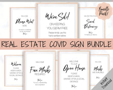 Load image into Gallery viewer, Real Estate Open House COVID SIGNS. Welcome Sign, Wear a mask, Social Distancing, Corona Virus Signs, Realtor Sign, Face Mask Sign, Signage
