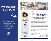 Load image into Gallery viewer, Realtor Introduction Letter, Real Estate Agent Template, New Agent Intro Letter, Real Estate Marketing, Dear Neighbor, Postcard Flyer, Canva
