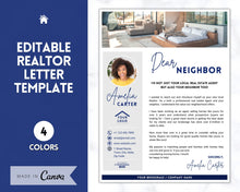 Load image into Gallery viewer, Realtor Introduction Letter, Real Estate Agent Template, New Agent Intro Letter, Real Estate Marketing, Dear Neighbor, Postcard Flyer, Canva
